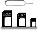 New Age Merchandise Adattatore 3 in 1 per scheda Nano SIM, kit adattatore per scheda SIM, adattatore SIM con pin di espulsione SIM, compatibile con telefono cellulare