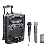 Ibiza - PORT8VHF-BT - Altoparlante portatile da 8"/400W MAX con 2 microfoni (a filo e VHF), telecomando e copertura protettiva - Bluetooth, USB, SD - Autonomia da 4 a 6 ore
