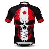 weimostar Ciclismo Jersey Uomo Bike Abbigliamento Bicicletta Jersey Top Camicie Strada MTB Jersey Manica Corta Estate, Canada Rosso, XL