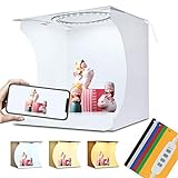 PULUZ Mini cabina fotografica, 22,9 cm, portatile, pieghevole, per studio fotografico, con luci regolabili in 3 colori e 6 sfondi colorati per gioielli e piccoli oggetti fotografici