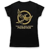 PRLA Hunger Games Mockingjay 2 The Fire Will Burn Forever Mens T-Camicie e T-Shirt(Medium)