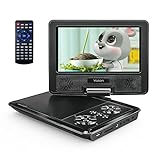 YOTON Lettore DVD portatile da 9,5" per bambini con schermo girevole HD da 7,5", con altoparlante stereo, 1.8m Caricatore per Auto, scheda Sync TV/USB/SD [Blu-ray non supportata]