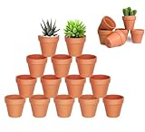 HDKAJL 20 Pezzi Terracotta Pot, Pentole per Piante di Argilla, Mini Vaso Terracotta con Foro di Scarico, Fioriera in Ceramica per Piante Succulente di Cactus per Interni/Esterni (3,5x3 cm)