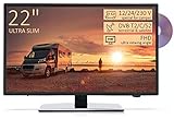 Direct Importer TV Led Full HD 22" per Camper ULTRA SLIM design - DVD/Usb/Ci+/Hdmi - 12/24/220 V - DVB-T2/S2/C - Compatibile CAM Tivusat - Attacco Vesa