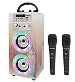 DYNASONIC (3º Generazione) Karaoke con microfono, microfono karaoke per cantare incluso (due), Cassa bluetooth modello Multicolor LED Modello 19