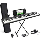Alesis Recital Play - Pianoforte digitale 88 tasti con 480 suoni, altoparlanti, USB MIDI, custodia da trasporto, cuffie, pedale e lezioni per principianti