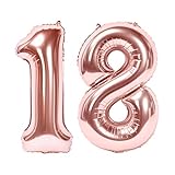 Siumir Numero Palloncino Numero 18 Oro Rosa Foil Palloncino Gigante Palloncino Digitali Decorazione Festa di Compleanno