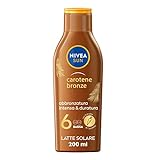 NIVEA SUN Latte Solare Carotene Bronze FP 6 200 ml, Crema solare abbronzante con protezione per una pelle dorata, Crema abbronzante arricchita con carotene e vitamina E