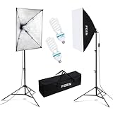FGen Softbox Photo Studio Set, 2 x 50 x 70 cm Lighting for Photo Studio with E27 Socket 135 W 5500 K Photo Lamp and 2 M Adjustable Light Stands for Studio Portraits, Product Photography,Nylon