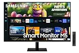 Samsung Smart Monitor M5, Flat 27  , 1920x1080 Full HD, Smart TV Amazon Video, Netflix, Airplay, Mirroring, Office 365, Wireless Dex, Casse Integrate, IoT Hub, WiFi, HDMI
