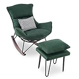 M MCombo Poltrona a dondolo con sgabello, moderna sedia a dondolo, per soggiorno, moderna, comoda sedia da lettura, sedia da allattamento, Swing Chair, 4118 (verde)