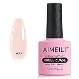 AIMEILI Rubber Base Gel Rosa Smalto Semipermanente Colori Nude per Unghie in UV LED Soak Off Gel Nail Gel Polish - (438) 10ML