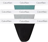 Calvin Klein Perizomi Uomo Confezione da 3 Thongs Cotone Elasticizzato, Multicolore (Sagebush Green Black Griffin), L