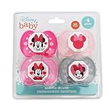 Cudlie Disney Minnie Mouse Baby Girl 4 Pack of Pacifier, Blushing Minnie