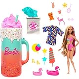 Barbie - Pop Reveal Sorprese Profumate Serie Frutta, Set Regalo con Bambola e Cucciolo profumati Cambia Colore, Sabbia modellabile e 15 Accessori a Sorpresa, Giocattolo per Bambini, 3+ Anni, HRK57