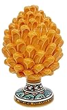 Sicilia Bedda - Pigna Siciliana con Piede Decorato - Modello Maioliche - Ceramica di Caltagirone (Altezza 22 x 13, Arancione)