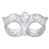 Boland 00339 - Maschera occhi Venezia Felina, argento, banda elastica, ornamenti, ballo in maschera, Venezia, carnevale, festa a tema, costume