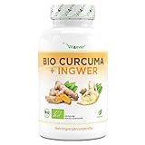 Curcuma e zenzero biologici - 240 capsule - Alto dosaggio di 4440 mg per dose giornaliera - Con curcumina, gingerolo e piperina - Vegan