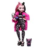 Monster High - Draculaura Creepover Party, Bambola con Outfit Dettagliato e Accessori per Il Pigiama Party, Cucciolo di Pipistrello Conte Fabulous Incluso, Giocattolo per Bambini, 4+ Anni, HKY66