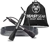 Beast Gear Corda per saltare in acciaio per fitness per adulti, leggera, regolabile, per principianti e professionisti, per saltare, boxe, esercizi e HIIT, con viti e tappi