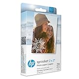 HP ZINK Sticky-backed carta fotografica Bianco Lucida - Cartine foto (Bianco, Lucida, Ad inchiostro, 2x3", 20 fogli, 20 - 25 °C)