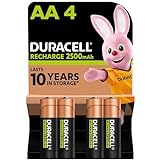 Duracell Batterie Ricaricabili AA (Confezione da 4), 2500 mAh NiMH, pre-caricate, le nostre batterie ricaricabili n.1 per lunga durata