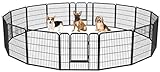 Yaheetech Recinto per Cani Cuccioli Conigli Gatti Animali Domestici da Interno e Esterno Giardino Rete Recinzione Metallica Ferro 16 pz 80 x 80 cm