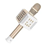 TOSING 016 Wireless Karaoke microfoni Bluetooth Speaker KTV lettore portatile Mini casa KTV musica suonando e cantando Sistema Macchina per iPhone/Android Smartphone/Tablet (Champagne gold)