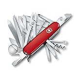 Victorinox, Swiss Champ, coltellino svizzero multiuso (33 funzioni, pinza combinata, spillo, pinze, forbici) colore rosso
