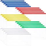 DEZHI 50 pezzi Buste in plastica con zip File Portafoglio impermeabile Borsa Porta banconote Astuccio per lettere Formato lettera (5 colori)
