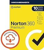 Norton 360 Premium 2024, Antivirus per 10 dispositivi, Licenza di 1 anno, PC, Mac, tablet e smartphone, Codice d attivazione via email