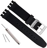 Cinturino per orologio, in gomma impermeabile con fibbia in acciaio inossidabile (19 mm, Nero)