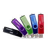 ENUODA Chiavetta USB 16GB 5 Pezzi Pennetta Girevole USB 2.0 Unit¨¤ Memoria Flash per Archiviazione Dati con Luce LED (5 Multicolorato: Nero Blu Verde Viola Rosso)