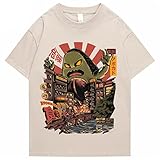 LUOGE Maglietta da uomo hip hop giapponese Harajuku t-shirt Streetwear estate top t-shirt cotone oversize hip hop-kaki 2, M