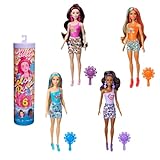 Barbie Color Reveal - Bambole trendy con corpetto cambia colore e 6 accessori a sorpresa da scoprire, serie Arcobaleno Multicolor ispirata agli anni  60, giocattolo per bambini, 3+ anni, HRK06