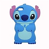 Custodia per iPhone 5 / 5S / 5C con punto blu, motivo 3D con personaggi dei cartoni animati, in morbido silicone Kawaii, cover per bambini e ragazze (Stitch, iPhone 5/5S/5C)