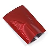 WACCOMT Pack 200 pezzi di pellicola colorata Mylar con apertura superiore sigillabile, sacchetti sottovuoto per alimenti con tacche di strappo (rosso, 8 x 12 cm)