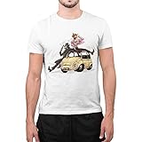 CHEMAGLIETTE! T-Shirt Divertente Uomo Maglietta con Stampa Simpatica Gighen Lupin Bianco, S
