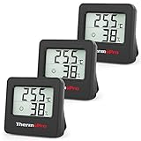 ThermoPro TP157 3 Pezzi Termometro Ambiente Interno Casa, Igrometro Digitale Misuratore Umidità con Sensore Umidità e Temperatura per Camera Ufficio e Serra
