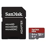SanDisk Ultra Scheda di Memoria MicroSDXC da 64 GB + Adattatore SD, con A1 App Performance, Velocità fino a 100 MB/sec, Classe 10, U1, per Fotocamere
