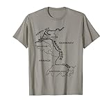 Reno T-Shirt Geografia Fiume Germania Svizzera Francia Maglietta