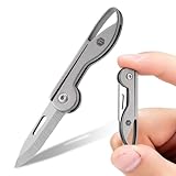 KeyUnity KK05 Mini coltello tascabile in titanio per l uso quotidiano - Lama pieghevole affilata come un rasoio, strumento EDC leggero per il campeggio