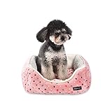 Amazon Basics Cuddler Cuccia per animali domestici per Cane o Gatto, Taglia S, rosa a pois, L 47 x P 37 x H 17 cm