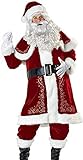 VERNASSA Costume di Natale da Babbo Natale Adulto Deluxe, Babbo Natale Vestito Operato da Uomo Donna
