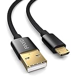 PAXO 1m Nylon Micro cavo USB nero, cavo di ricarica da USB a Micro USB, connettori dorati, eleganti spine in alluminio, guaina in tessuto & chiusura a strappo