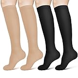 ACWOO Compression Socks for Women & Men, 2 Pairs Graduated Stockings Support, Non-Slip Breathable Flight Socks Running Socks for Sports, Flying, Maternity Pregnancy, Nurses, Travel, Running