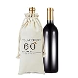 RF&CM Divertenti sacchetti per bottiglie di vino, regalo per il 60° compleanno per uomini, donne, amici, borse per bottiglie di vino per donne, migliori idee regalo per 60 anni per moglie, mamma,