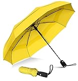 Repel Umbrella Ombrello antivento pieghevole - Ombrello portatile antivento compatto, automatico e durevole - Ombrello piccolo resistente al vento - Uomo e donna (Giallo)