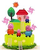 Cute Pig Family Cake Topper, Peppa Dessert Decoration, Children Birthday Cake Ornament,Children Toys, Pig Statues