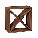 Scaffale per vino/portabottiglie System Cube 50, in legno di abete, tobacco, impilabile/espandibile – H 50 x L 50 x P 25 cm